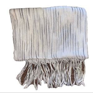 White Black Striped Rectangle Shawl Hijab Scarf